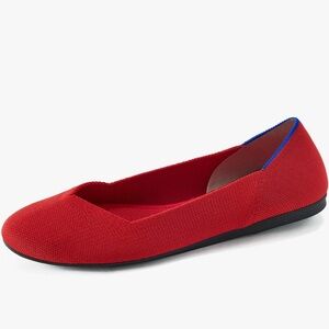 ROTHY’S Red Knit Flats Round Toe Flexible Slip Ons Machine Washable Size 7